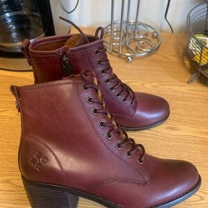 Patricia Nash Wine Lace-Up Ankle Boots